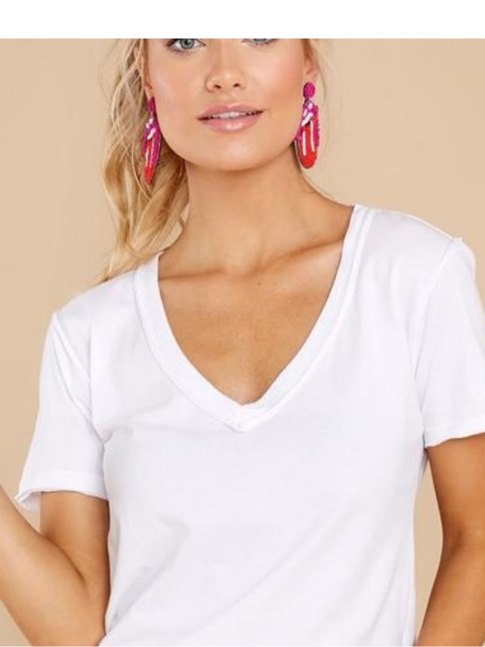 Z supply Classic V-Neck Short Sleeve Top in White
